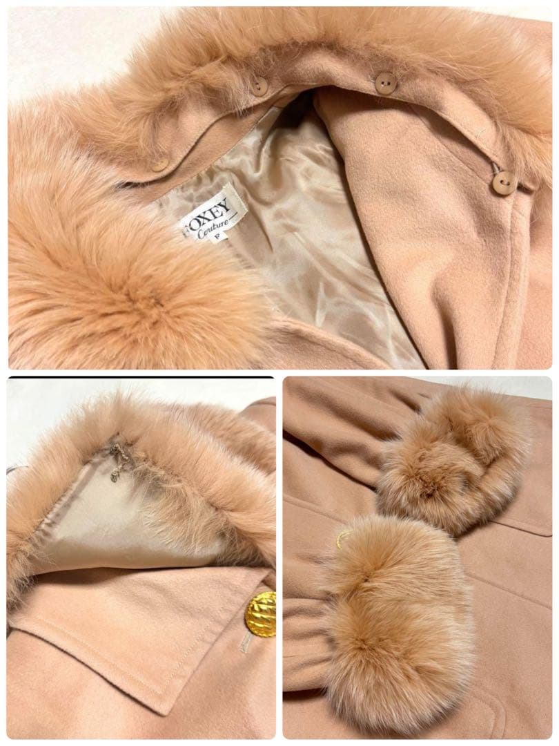 高級 フォクシー フォックスファー 金ボタン ロングコート