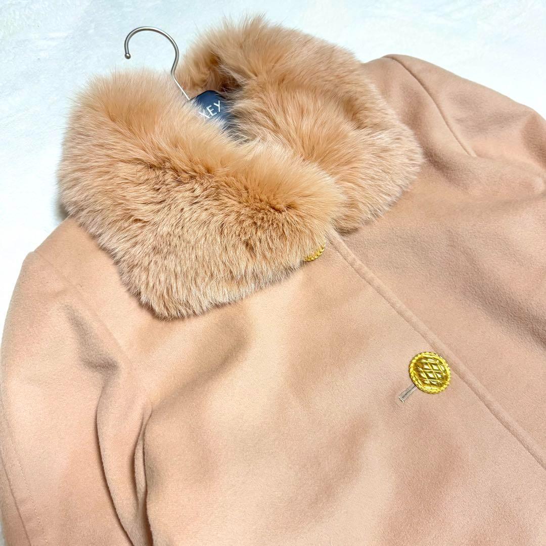 高級 フォクシー フォックスファー 金ボタン ロングコート
