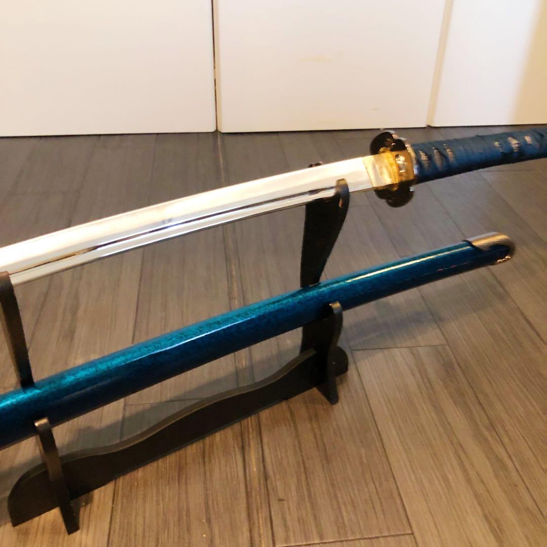 高級模造刀　高級居合刀　樋入り刀身　優波紋　亜合金刀身　名刀　居合刀　青拵え