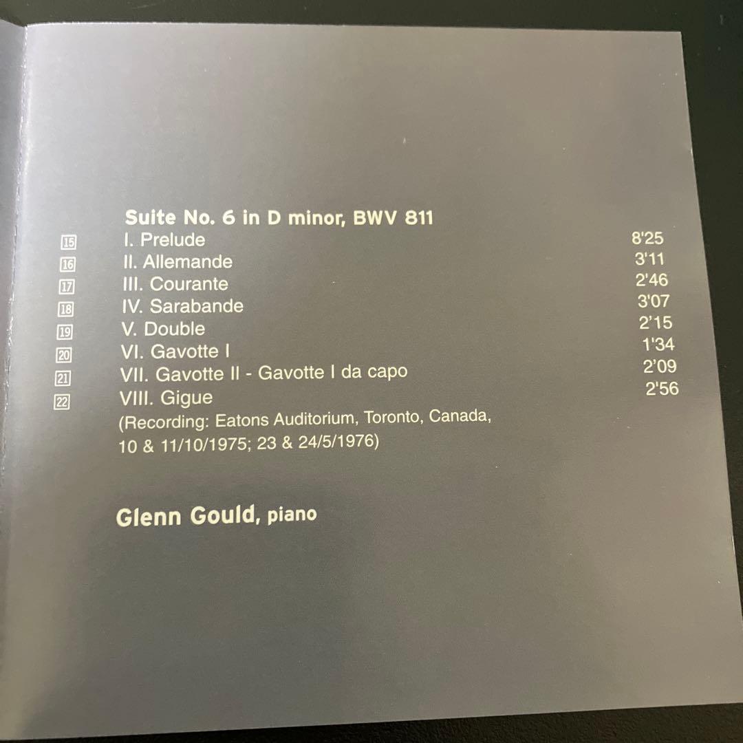 【売約済】グレン・グールド／バッハ：イギリス組曲(全6曲) 　2CD
