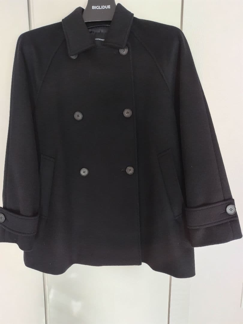 ウールコート 黒 ダブルブレスト