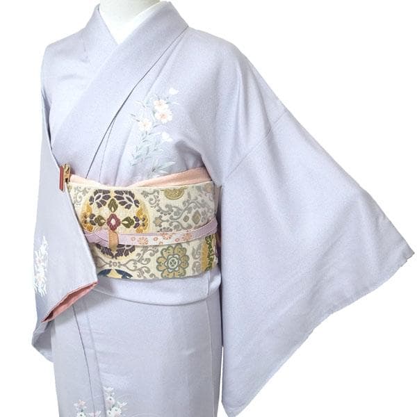 訪問着 着物 袷 刺繍 手染め ぼかし 裄64.5 Ｍ～Ｌ 新古品 sn1892