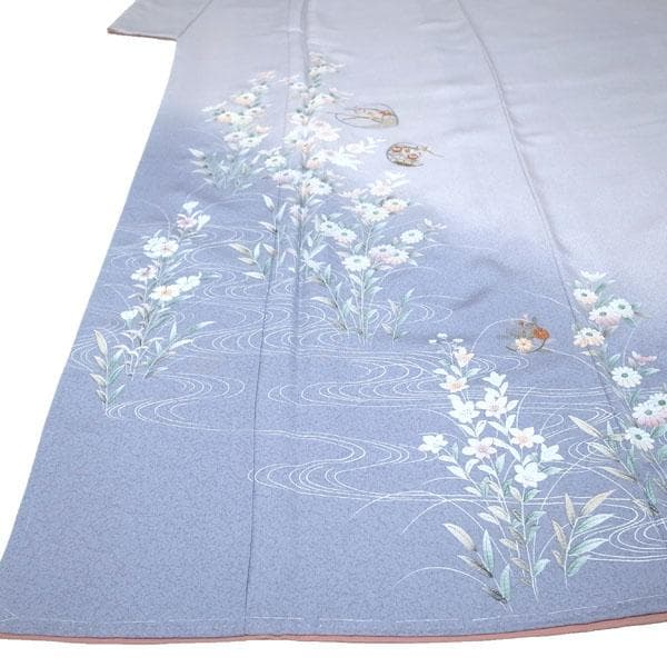 訪問着 着物 袷 刺繍 手染め ぼかし 裄64.5 Ｍ～Ｌ 新古品 sn1892