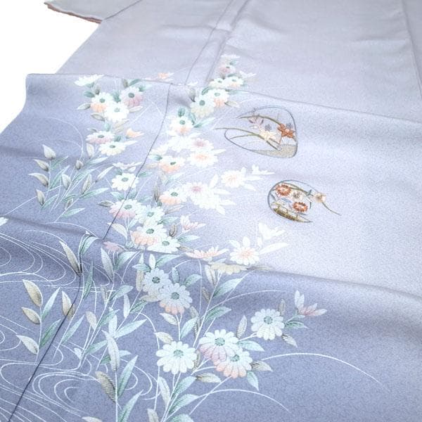 訪問着 着物 袷 刺繍 手染め ぼかし 裄64.5 Ｍ～Ｌ 新古品 sn1892