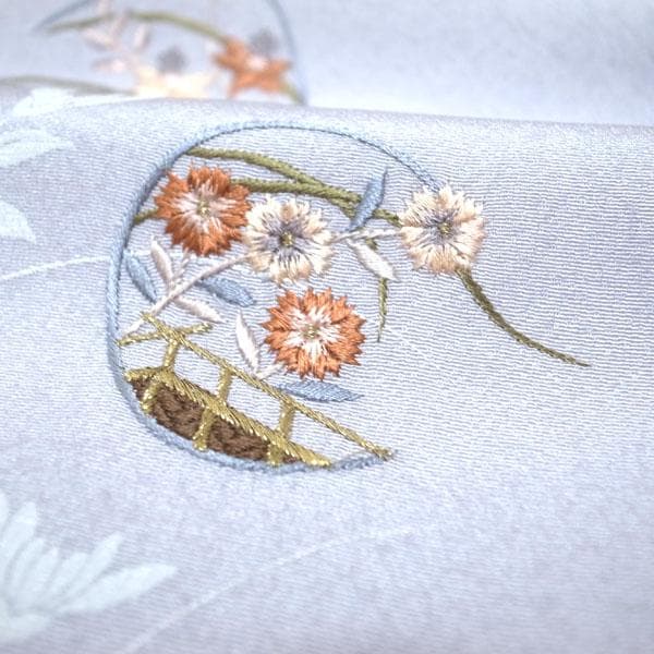 訪問着 着物 袷 刺繍 手染め ぼかし 裄64.5 Ｍ～Ｌ 新古品 sn1892