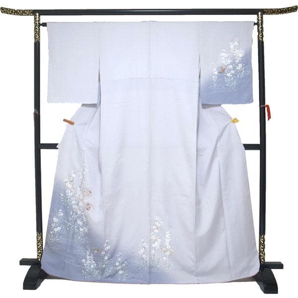 訪問着 着物 袷 刺繍 手染め ぼかし 裄64.5 Ｍ～Ｌ 新古品 sn1892