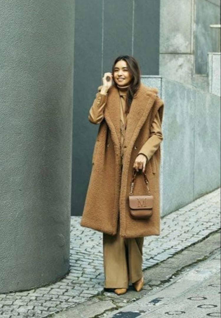 1/31まで大幅値下げ‼️ボア ロングジレ キャメル ウール ブラウン ダブル