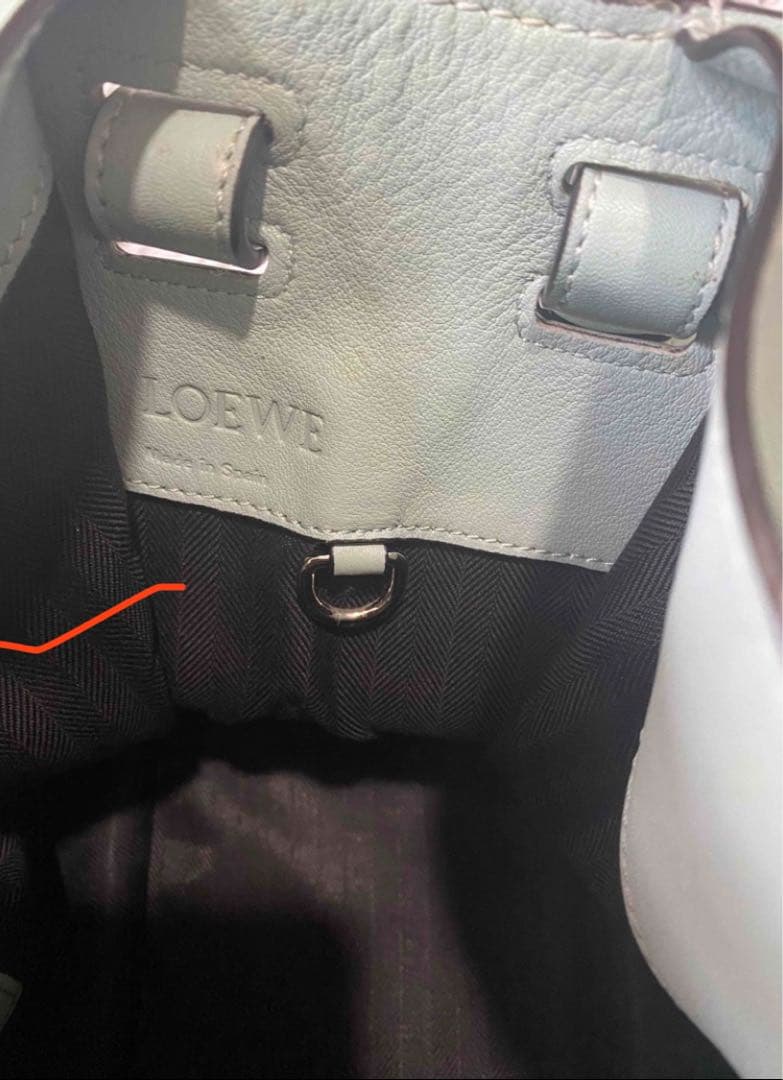 LOEWE ハンモック スモール ハンドバッグ スカイブルー シルバー レザー