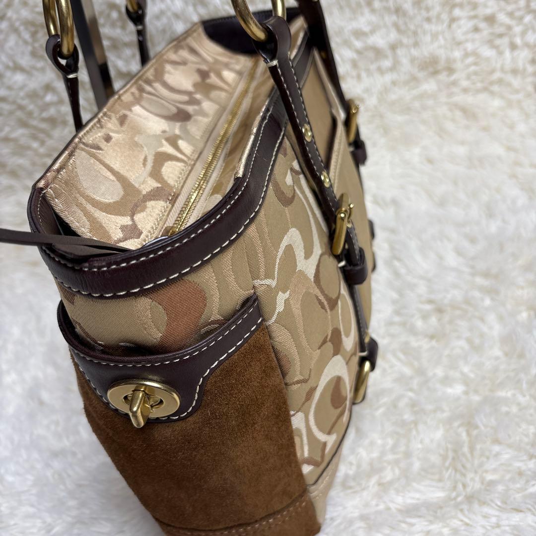 コーチ トートバッグ パッチワーク ブラウン y2k ゴールド金具