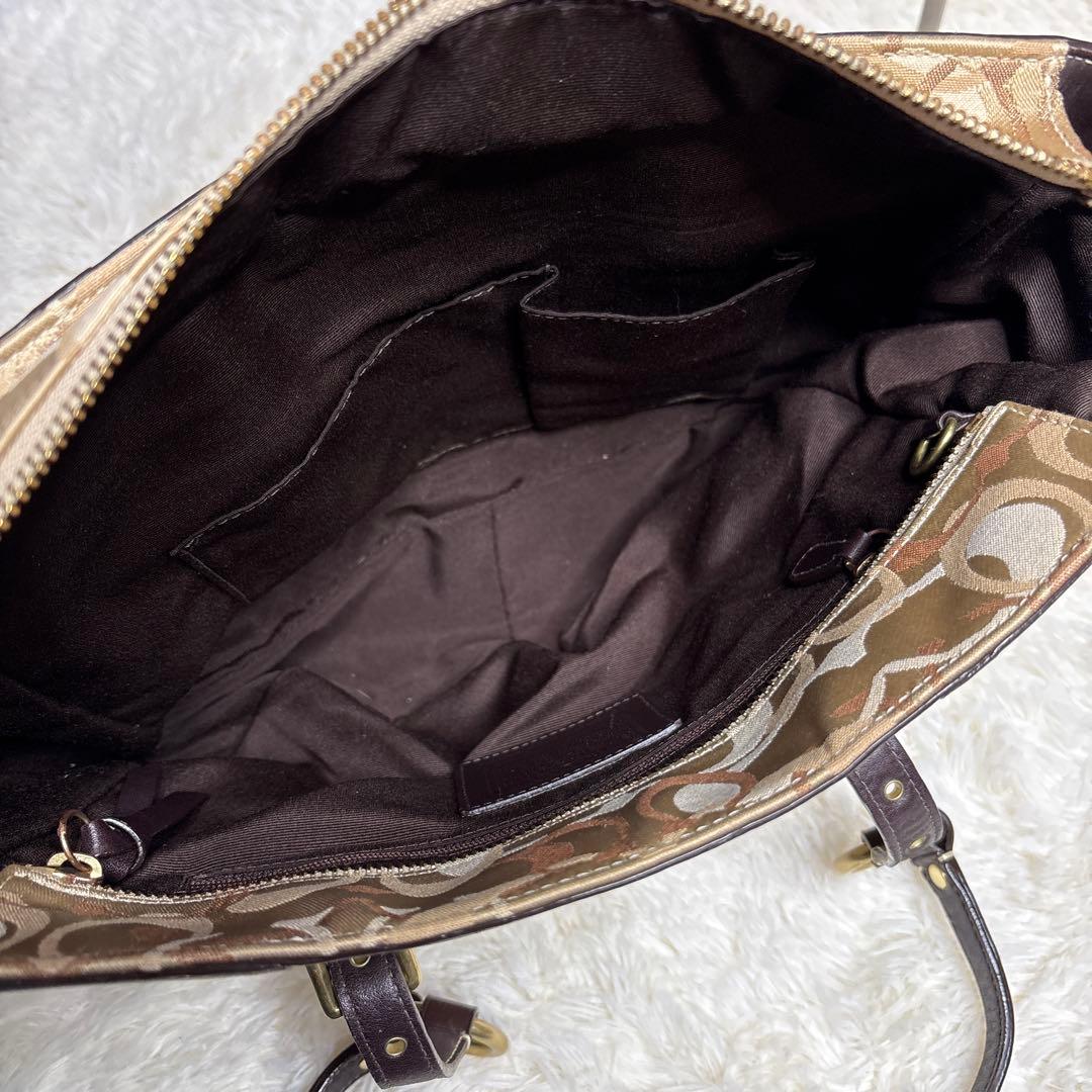 コーチ トートバッグ パッチワーク ブラウン y2k ゴールド金具