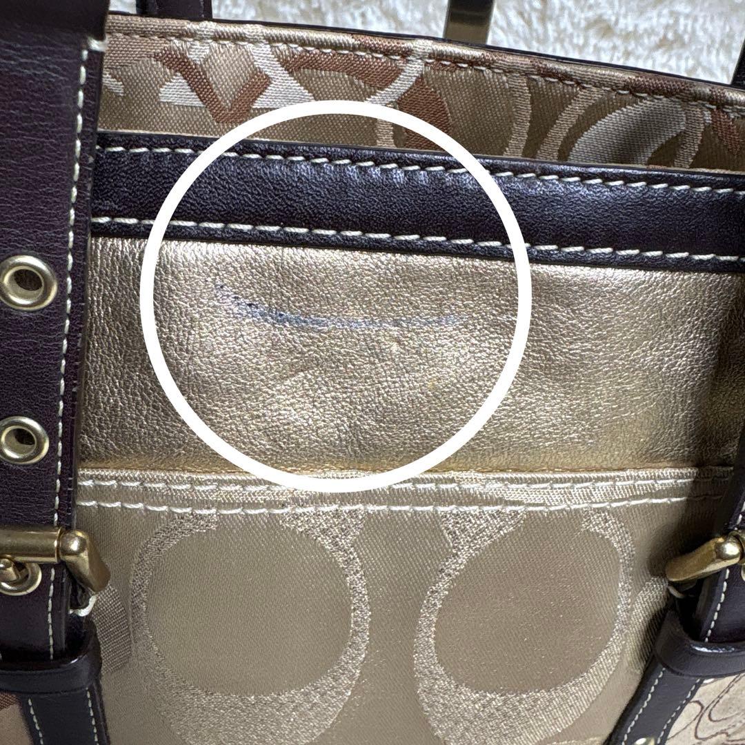 コーチ トートバッグ パッチワーク ブラウン y2k ゴールド金具