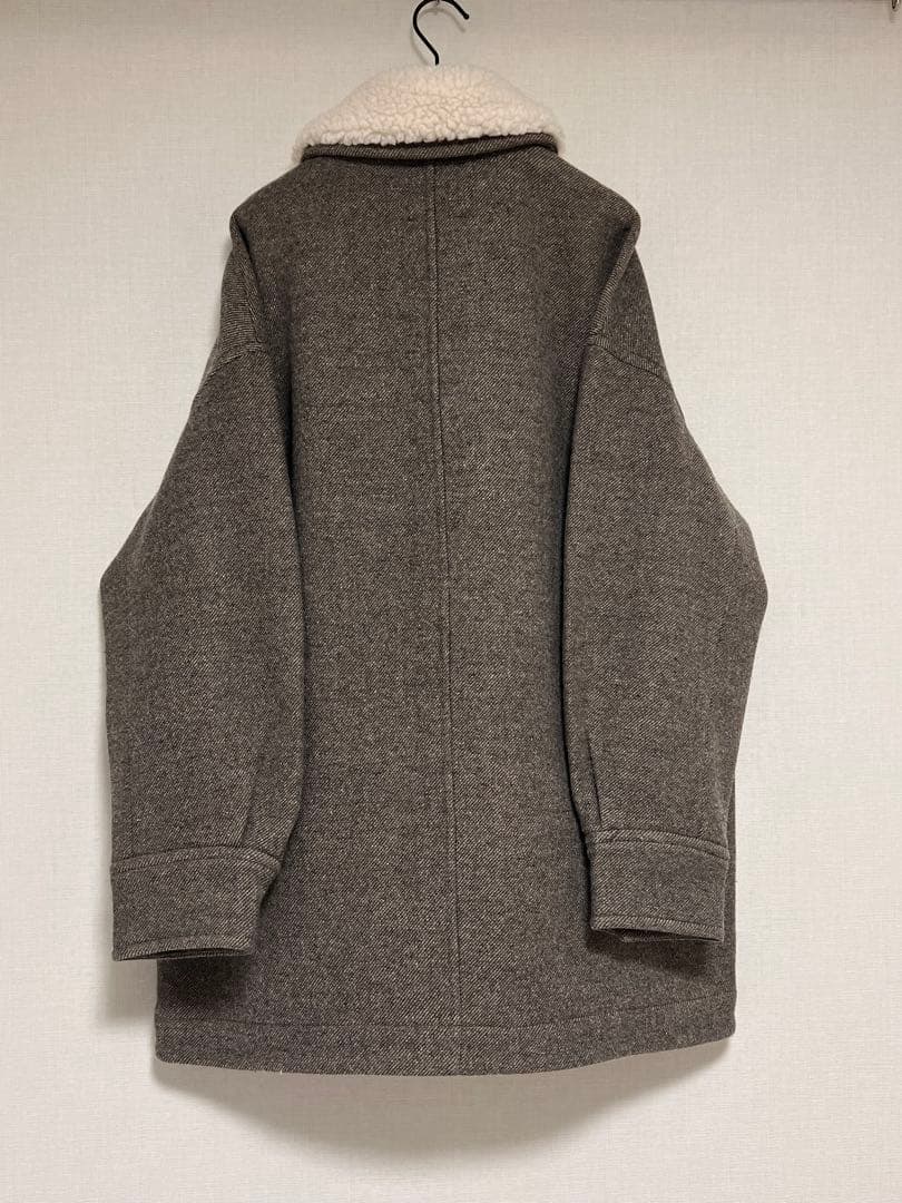Spick and Span グレーウールコート フリース襟付き