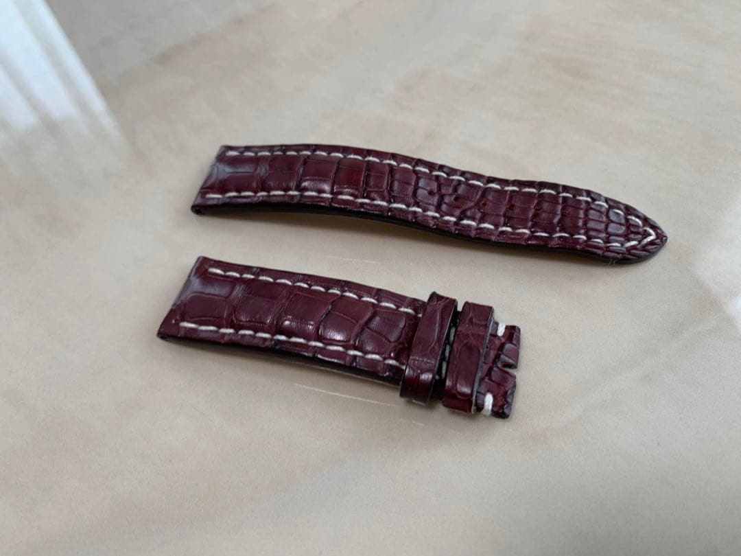 ブライトリング　純正　クロコダイル ベルト 革 22-20 希少　赤茶　ワイン