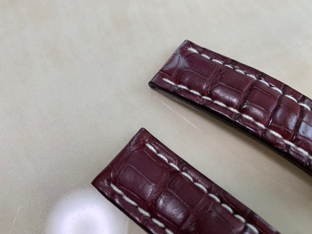 ブライトリング　純正　クロコダイル ベルト 革 22-20 希少　赤茶　ワイン