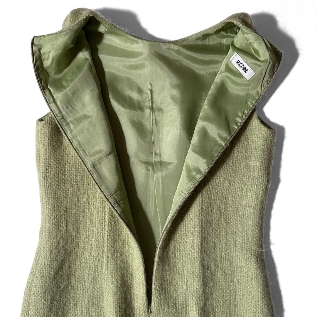 モスキーノ モヘア ドレス ワンピース グリーン ビーズ フリンジ