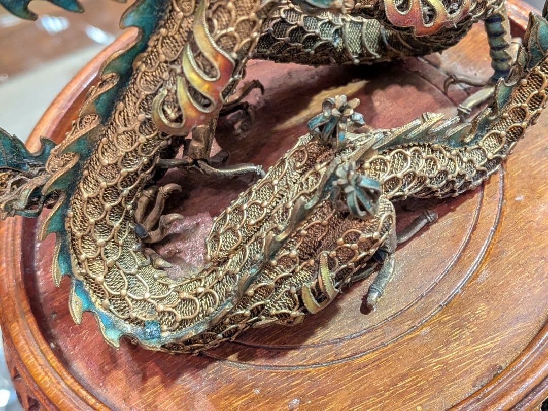 シャイションプー 特価 骨董 中国 龍 置物 高さ約36㎝×横奥行15㎝