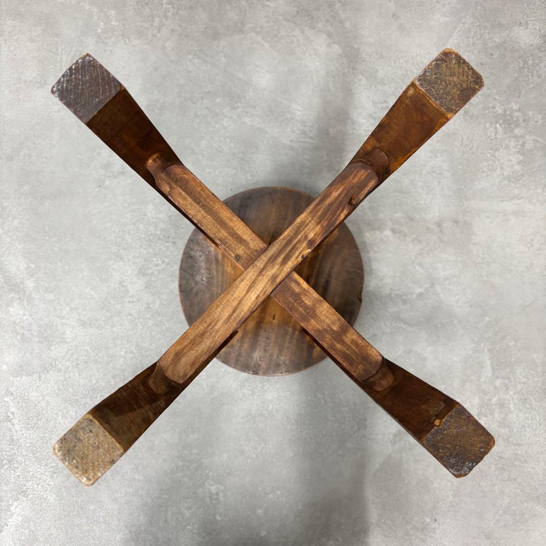 【アンティーク】丸スツール　スツール　イス　太足　4本足　丸椅子　昭和レトロ