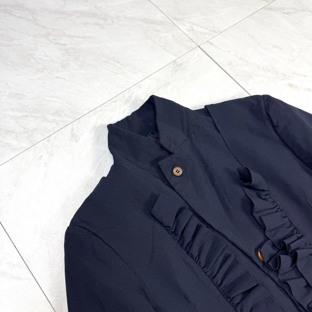 極美品 コムデギャルソン 変形 フリル テーラードジャケット S ダークネイビー