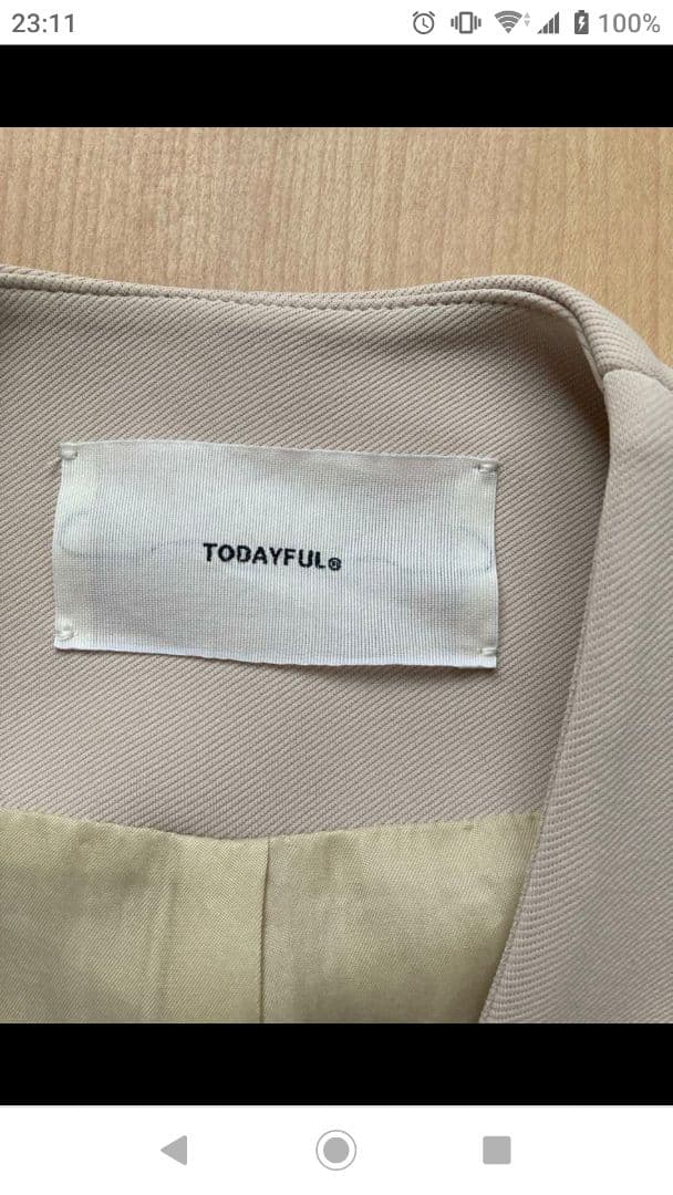 todayful カラーレスツイルジャケット CollarlessTwillJK