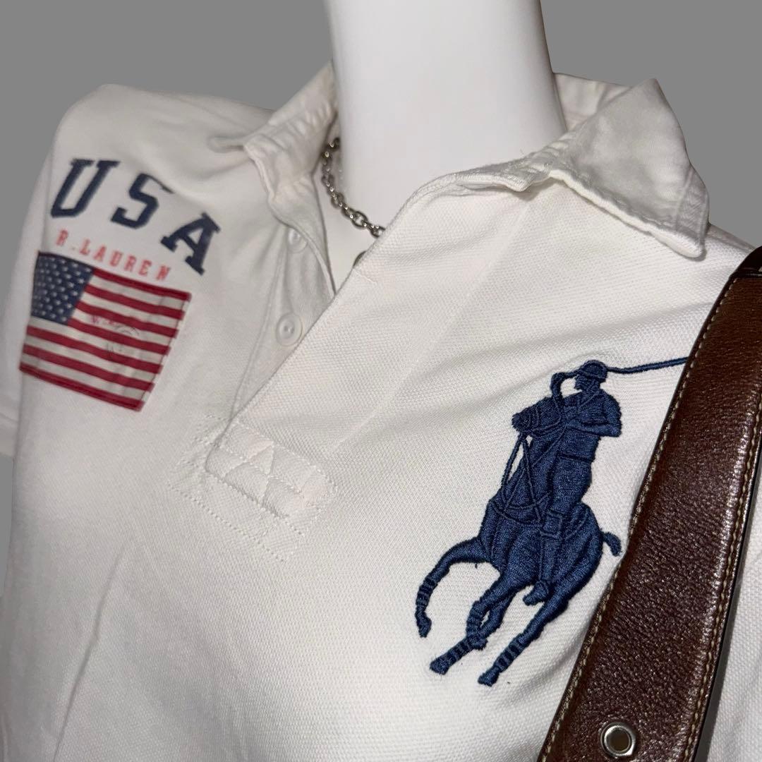 00s ラルフローレン ビッグポニー ポロシャツ y2k ホワイト白 平成ギャル