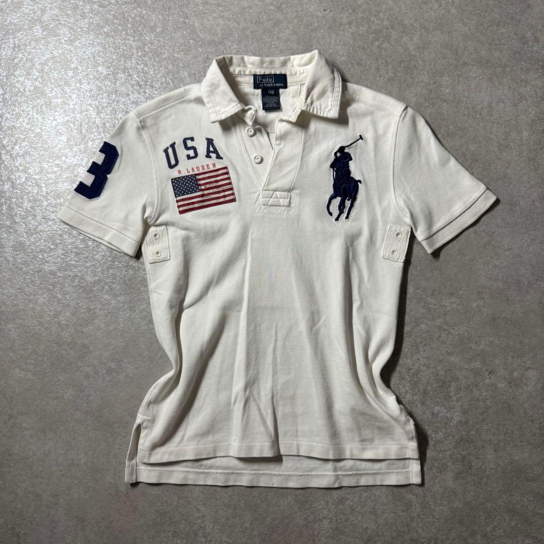 00s ラルフローレン ビッグポニー ポロシャツ y2k ホワイト白 平成ギャル