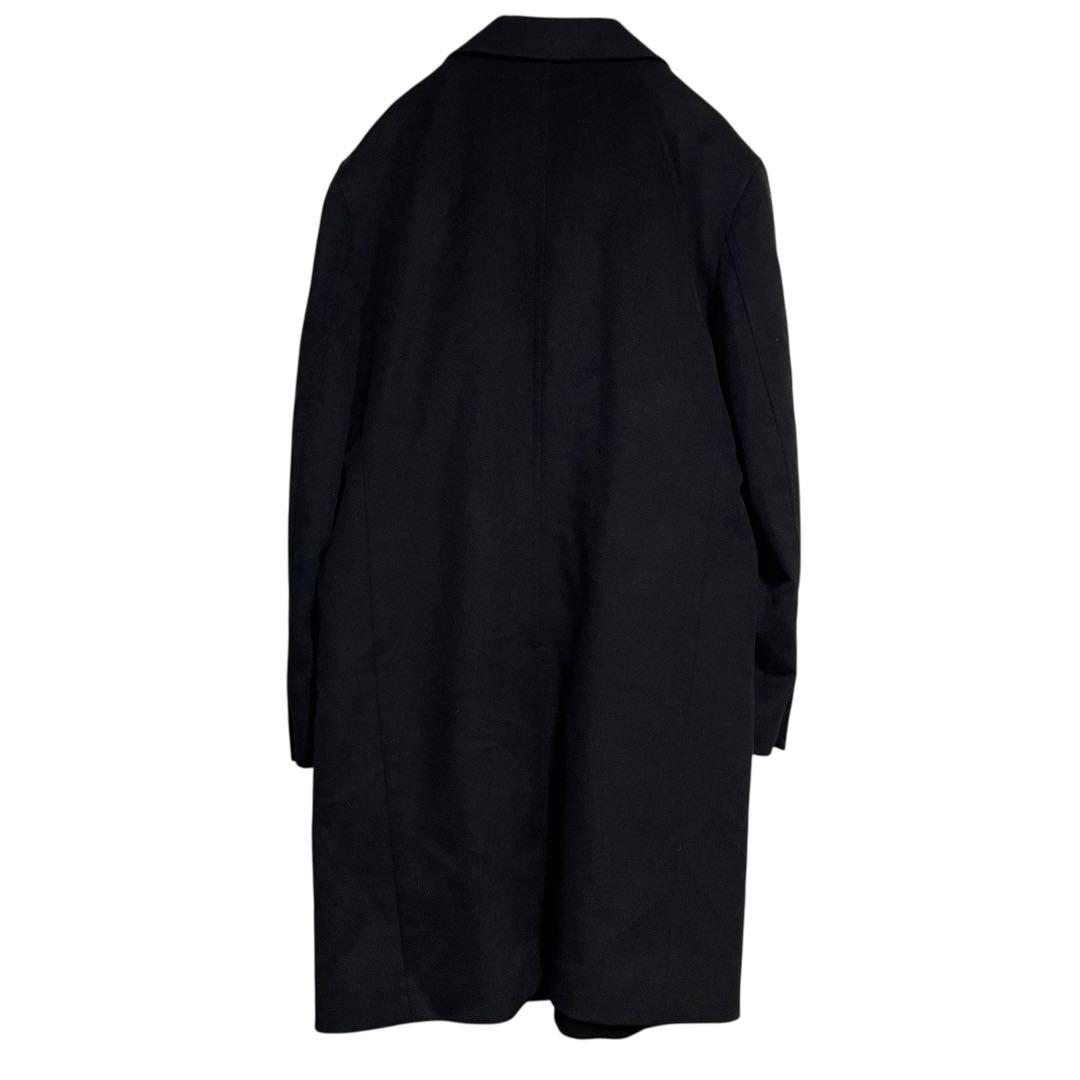 カシミヤ100%【vintage】マキシ丈比翼チェスターコート ブラック M