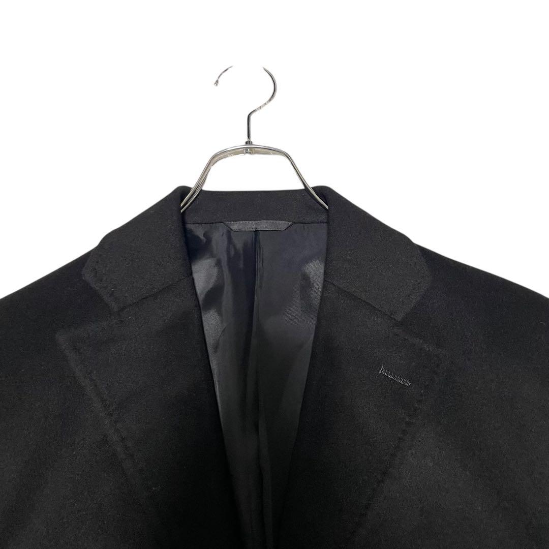 カシミヤ100%【vintage】マキシ丈比翼チェスターコート ブラック M
