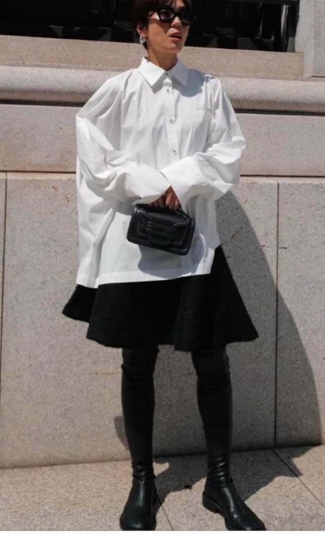 新品　MACHATTブークレニットスカートboucle knit skirt 黒