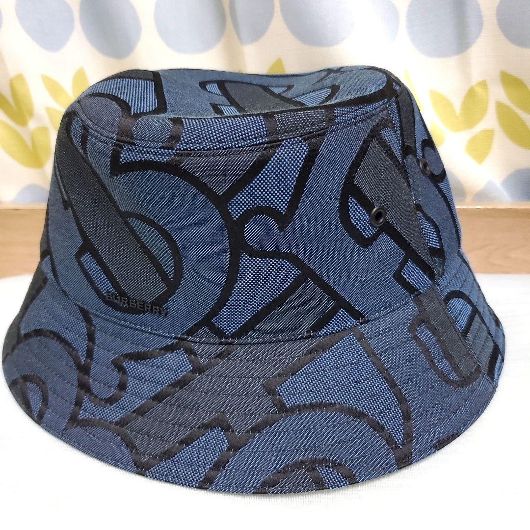 【再値下】BURBERRY バケットハット ブルー/ブラック S/P