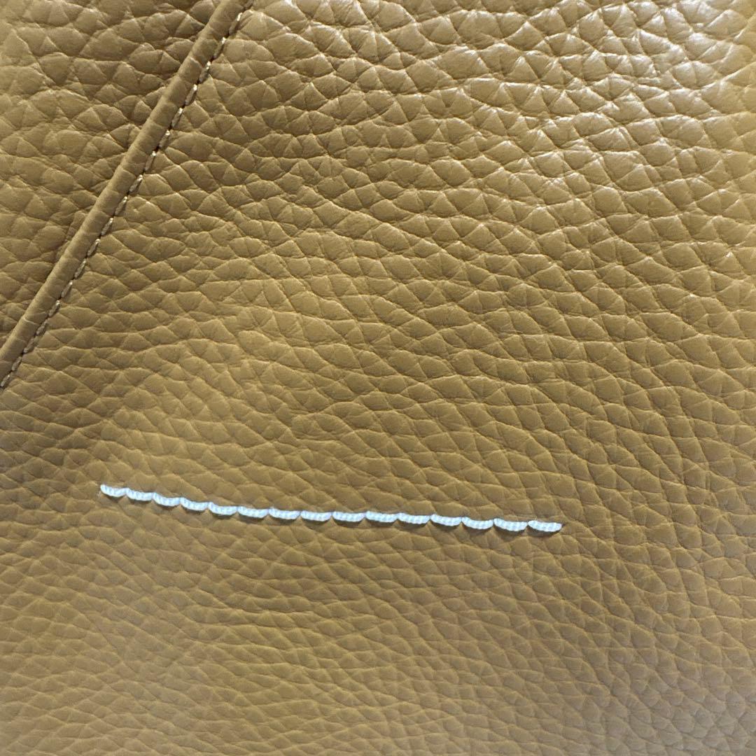 MM⑥ メゾンマルジェラ　ジャパニーズバッグミニ　レザー　ベージュ　本革