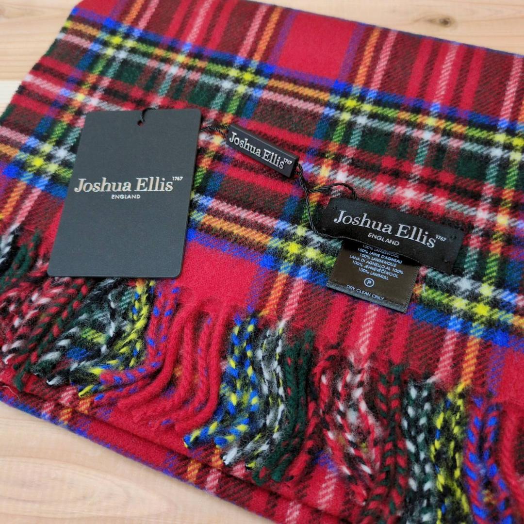 Joshua Ellis ストール マフラー 赤 チェック ユニセックス 男女用