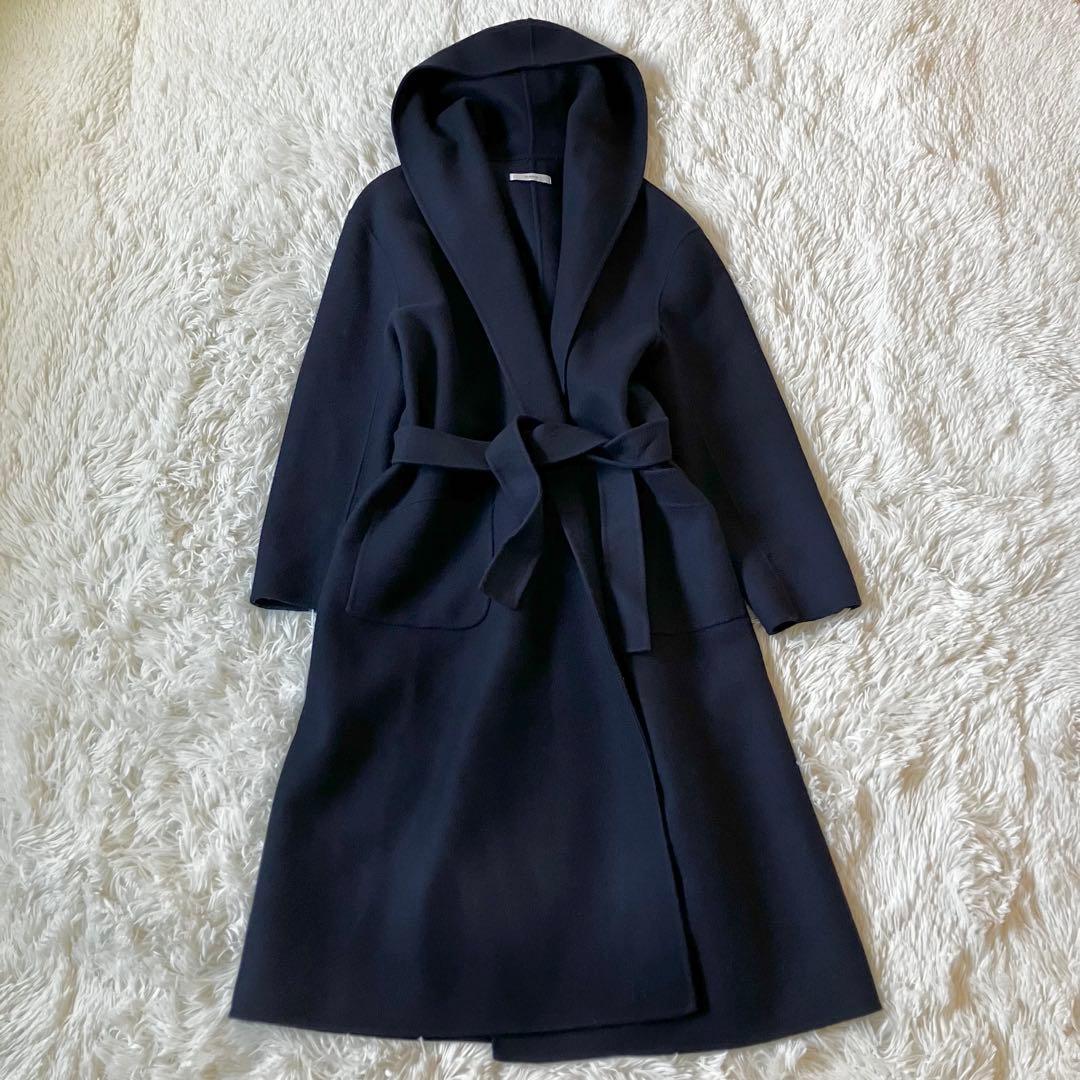 美品✨ヴィリーナ　マルシェリバーコート　ネイビー　ロング　ベルト