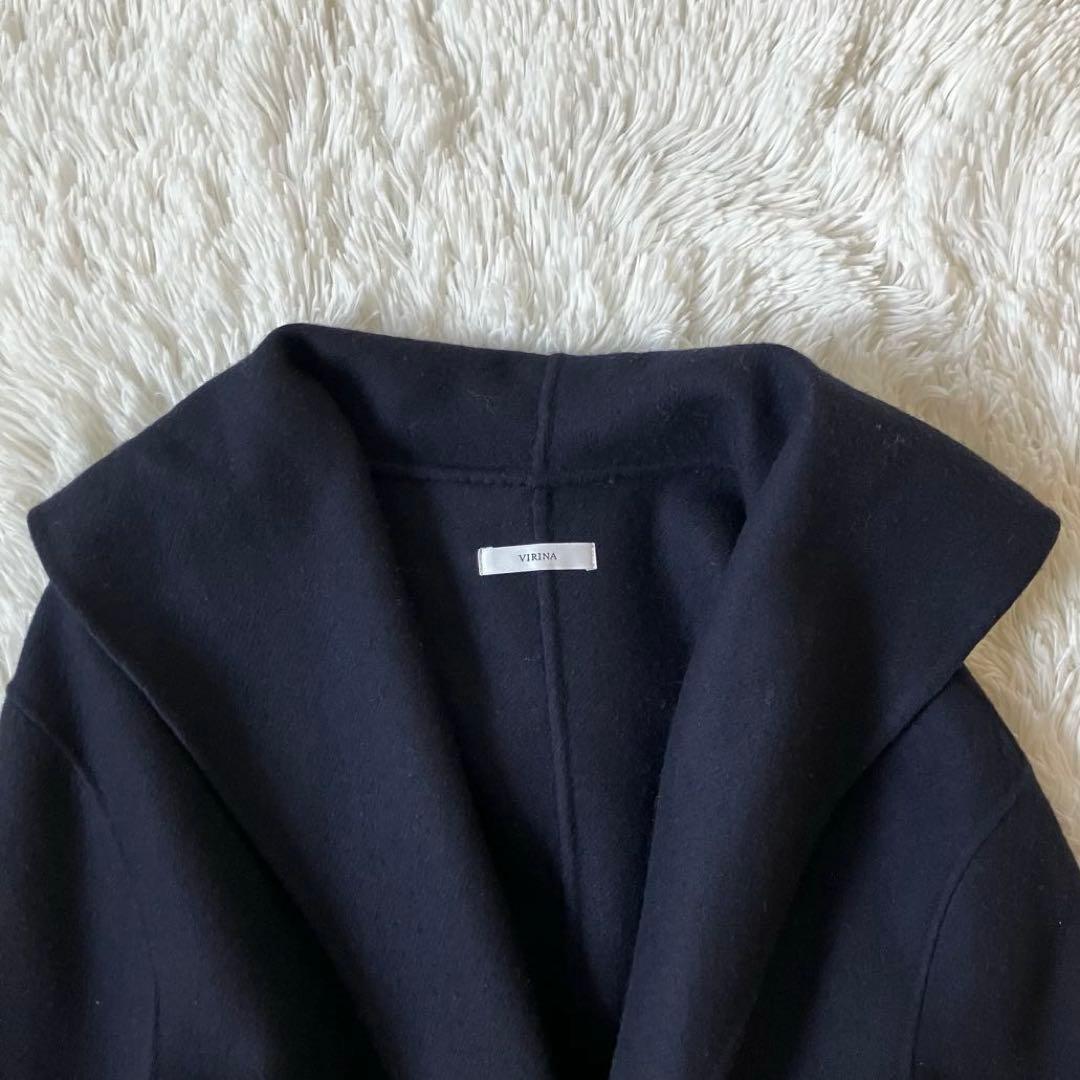 美品✨ヴィリーナ　マルシェリバーコート　ネイビー　ロング　ベルト