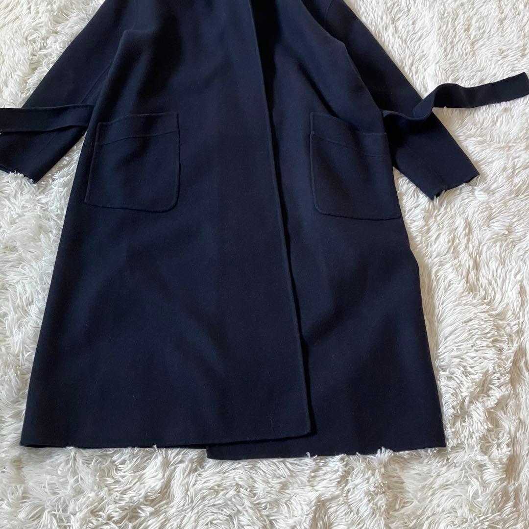 美品✨ヴィリーナ　マルシェリバーコート　ネイビー　ロング　ベルト