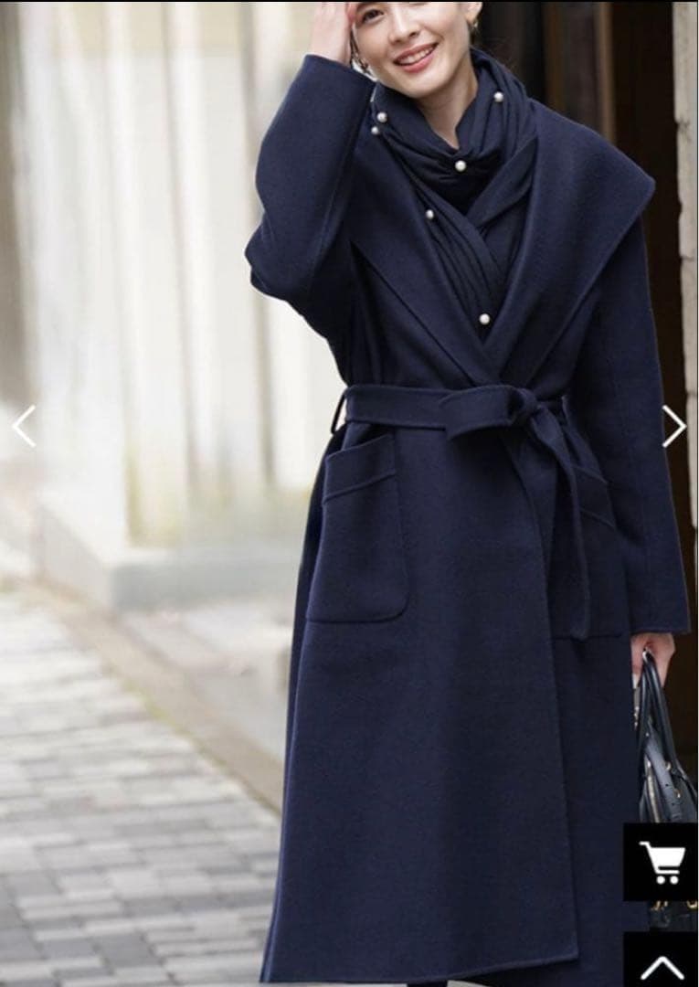 美品✨ヴィリーナ　マルシェリバーコート　ネイビー　ロング　ベルト