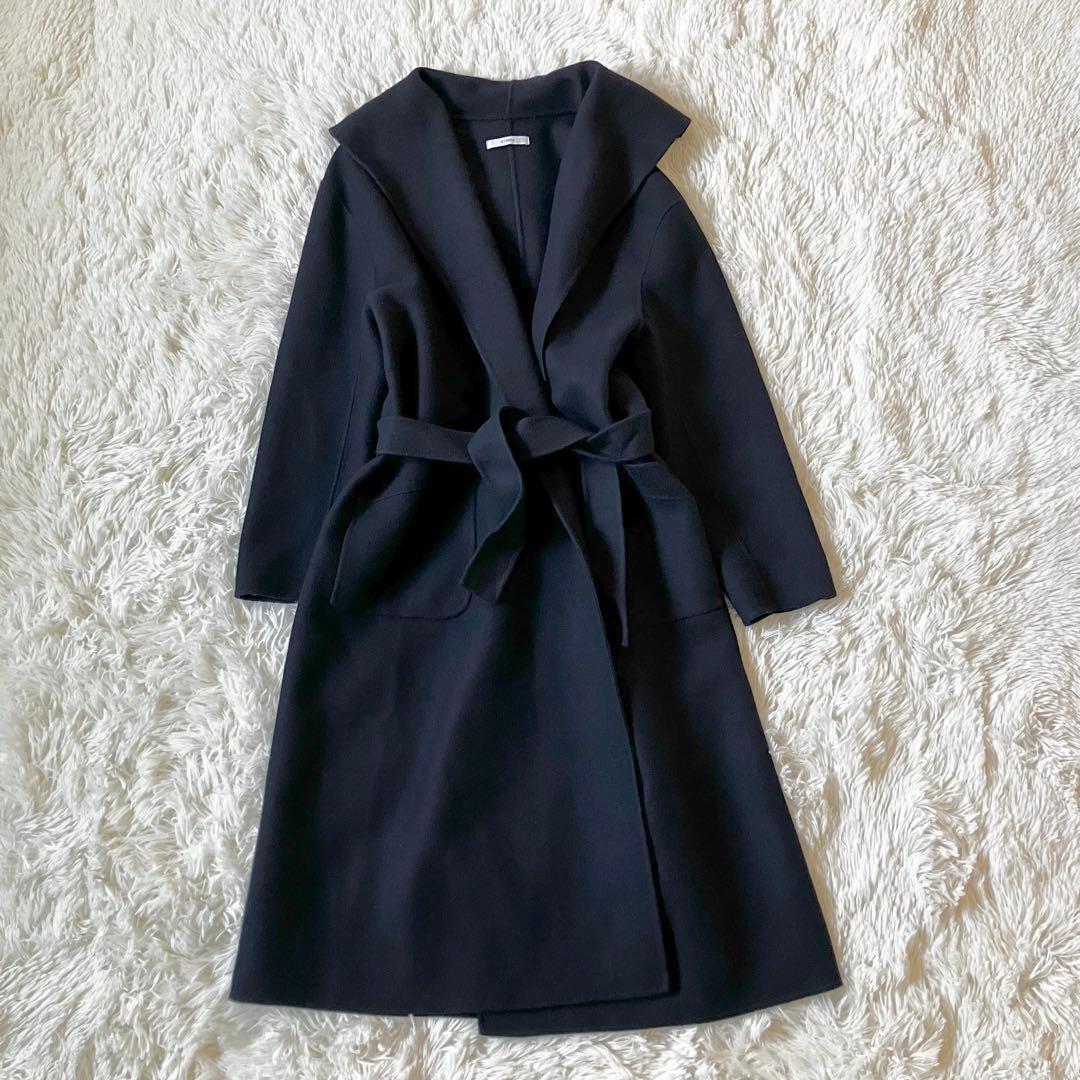 美品✨ヴィリーナ　マルシェリバーコート　ネイビー　ロング　ベルト