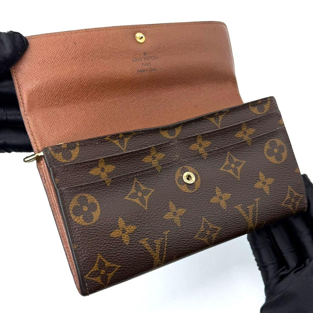 良品 ルイヴィトン モノグラム ポルトフォイユ サラ 財布 茶色 10カード .