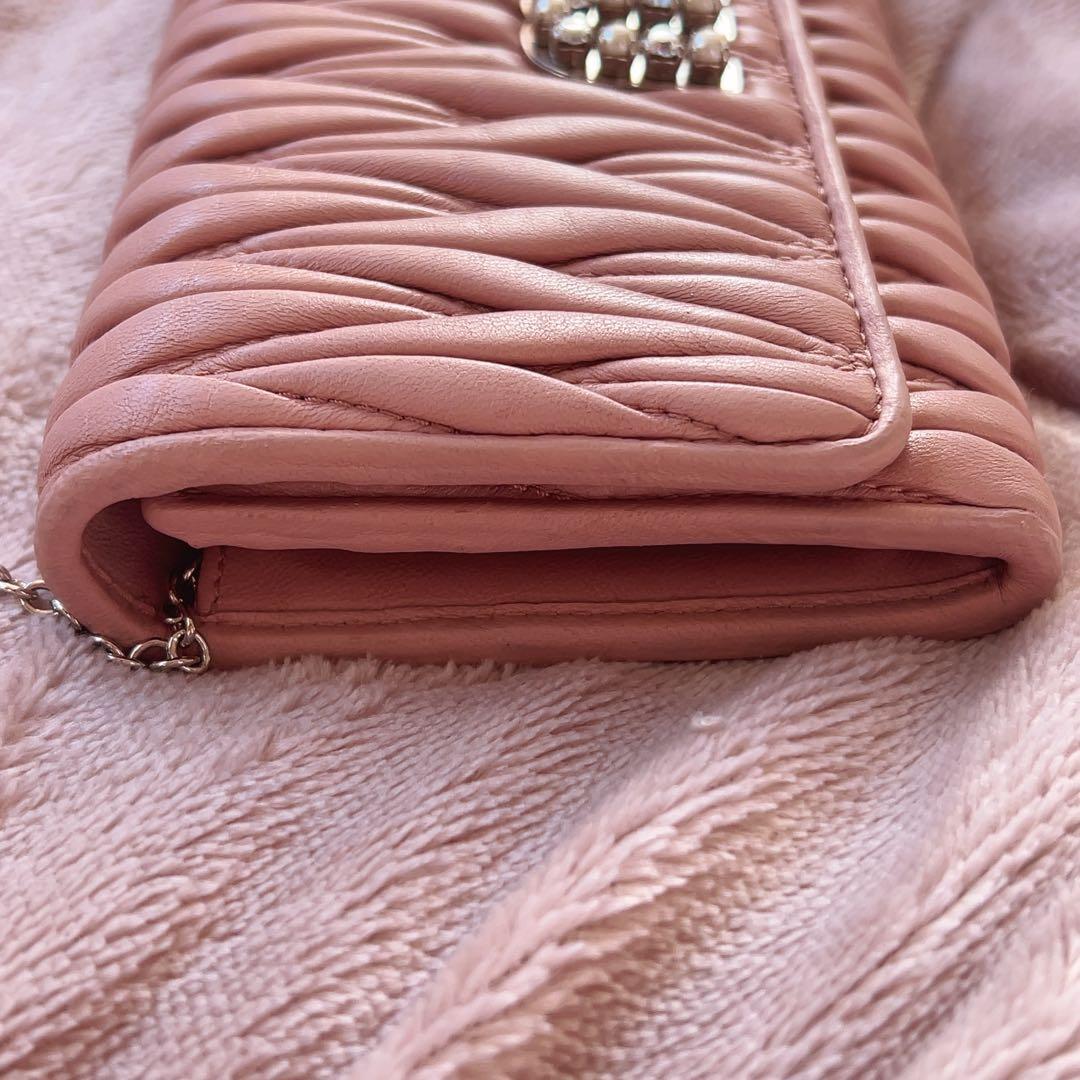 miumiu ビジュー 長財布 ピンク マテラッセ 2つ折り