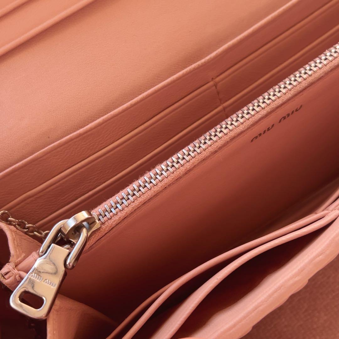 miumiu ビジュー 長財布 ピンク マテラッセ 2つ折り