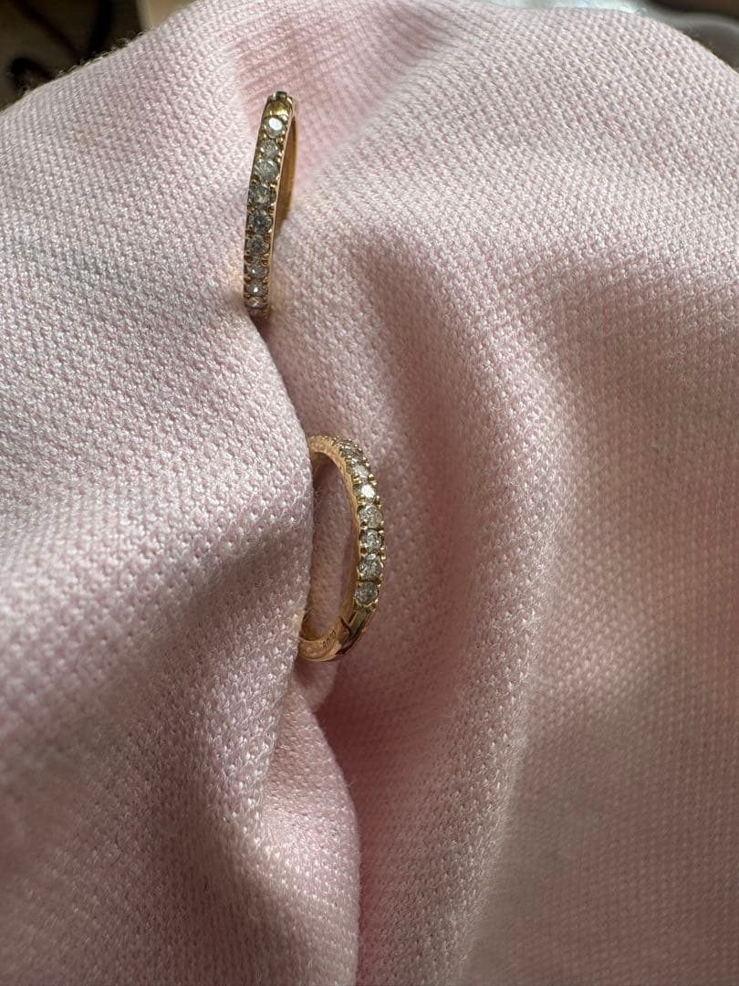 K18YG ダイヤモンド フープピアス