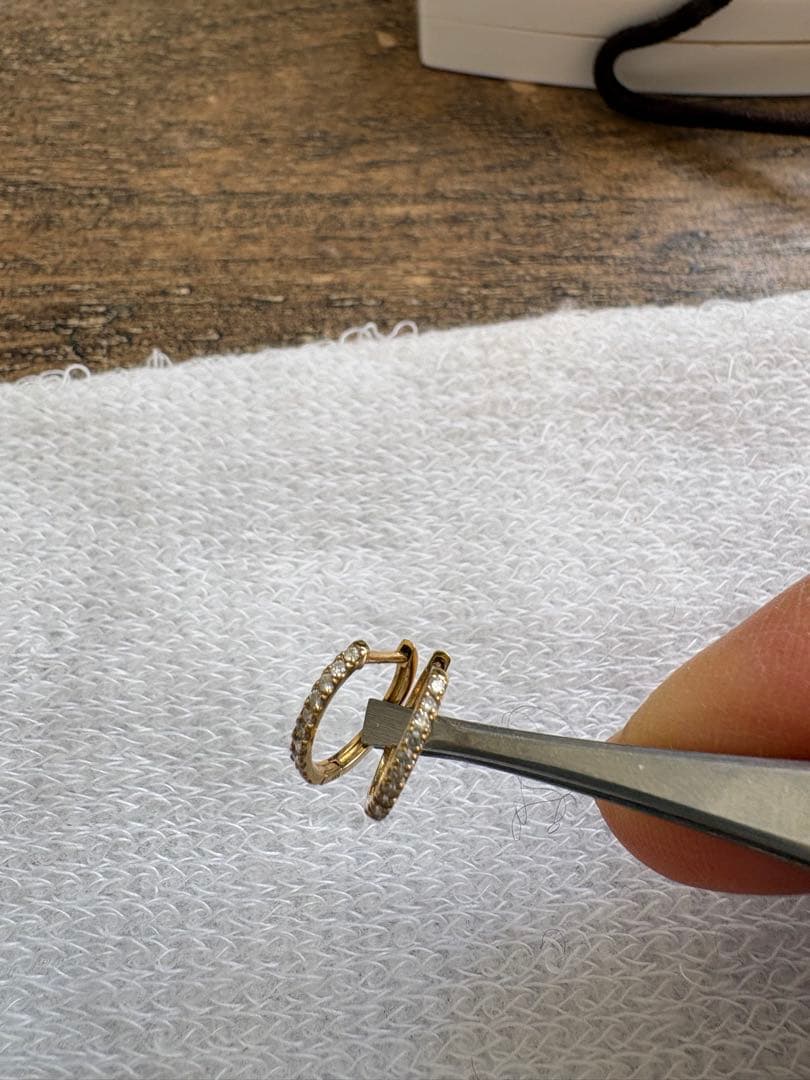 K18YG ダイヤモンド フープピアス