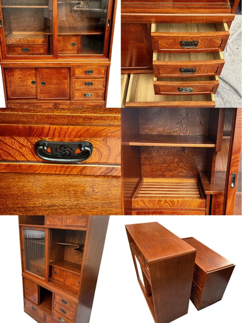 【美品】茶箪笥　昭和レトロ　箪笥　飾り棚　カップボード　茶室棚