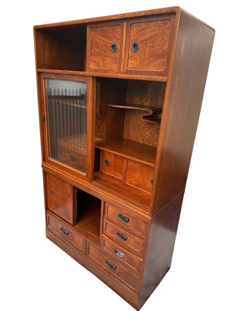 【美品】茶箪笥　昭和レトロ　箪笥　飾り棚　カップボード　茶室棚