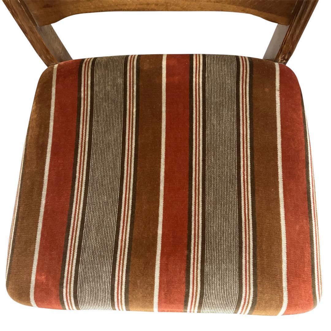 アンティーク　カリモク ベロアストライプ 木製椅子 アームレスチェア　2脚セット