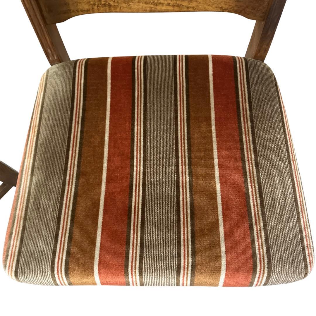 アンティーク　カリモク ベロアストライプ 木製椅子 アームレスチェア　2脚セット