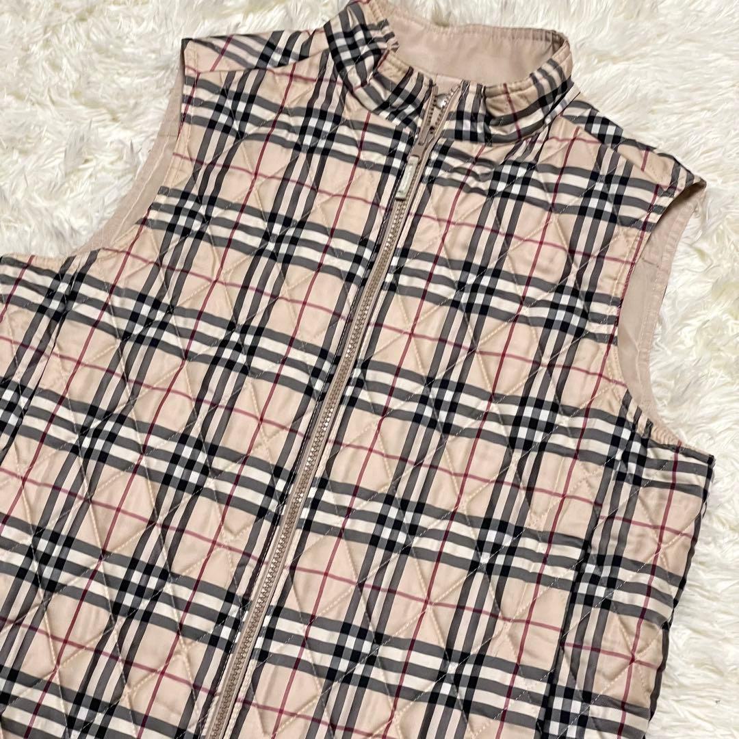美品 バーバリーロンドン 中綿ベスト 三陽商会 ノバチェック 40 ベージュ