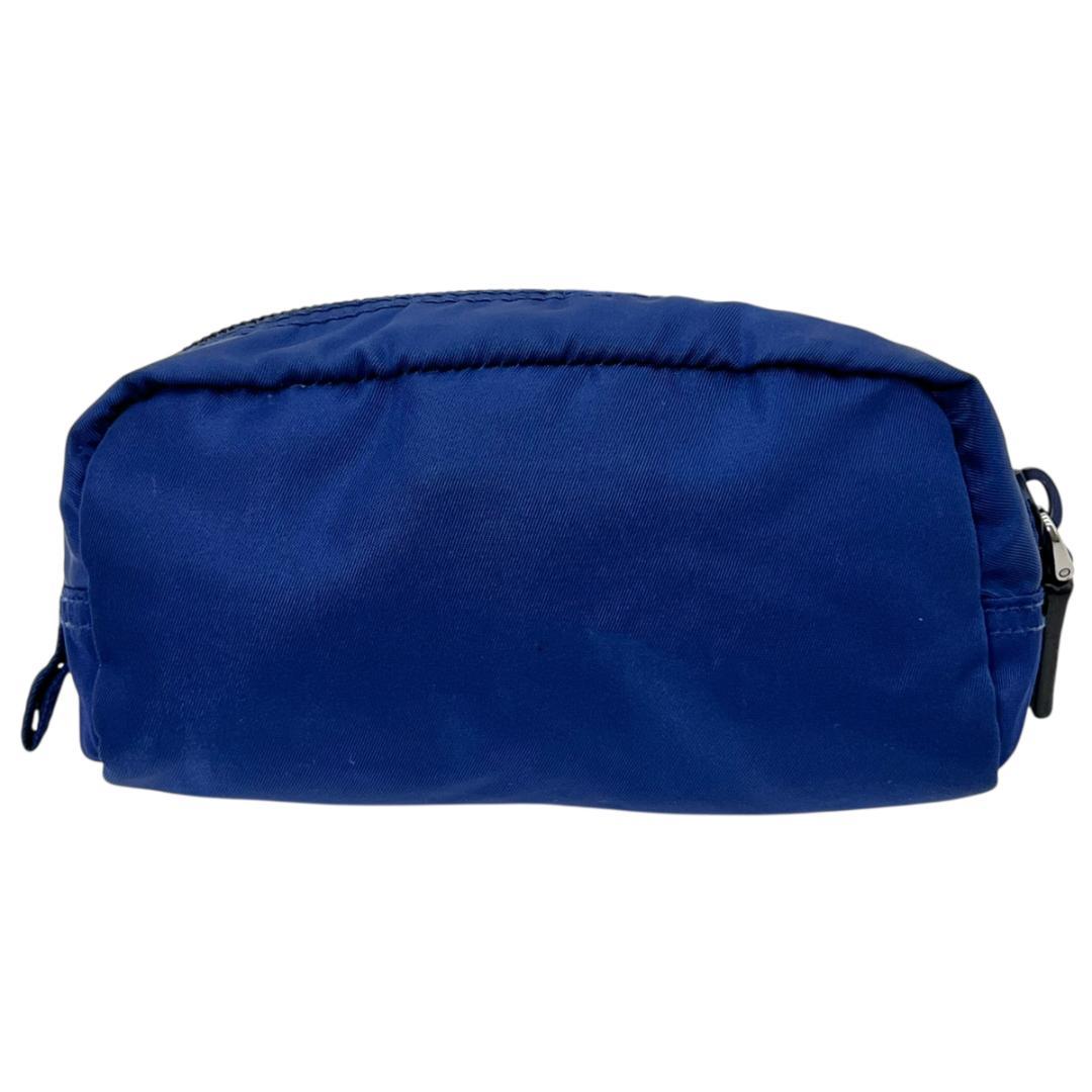 プラダ ポーチ ネイビー ナイロン サフィアーノレザー シルバー