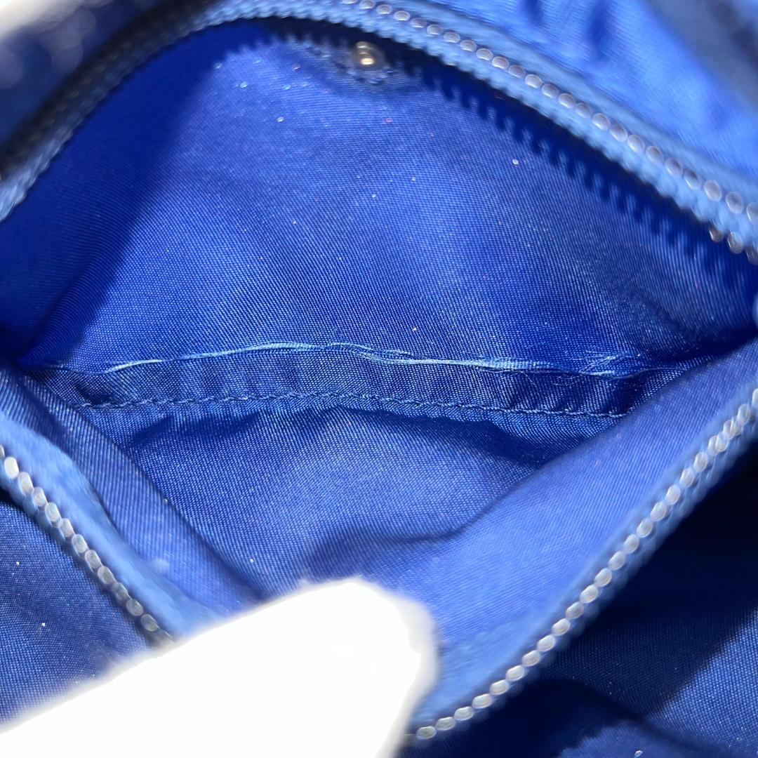 プラダ ポーチ ネイビー ナイロン サフィアーノレザー シルバー