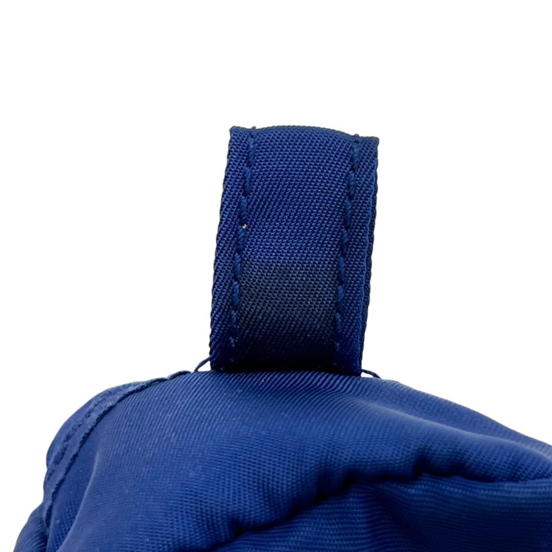 プラダ ポーチ ネイビー ナイロン サフィアーノレザー シルバー