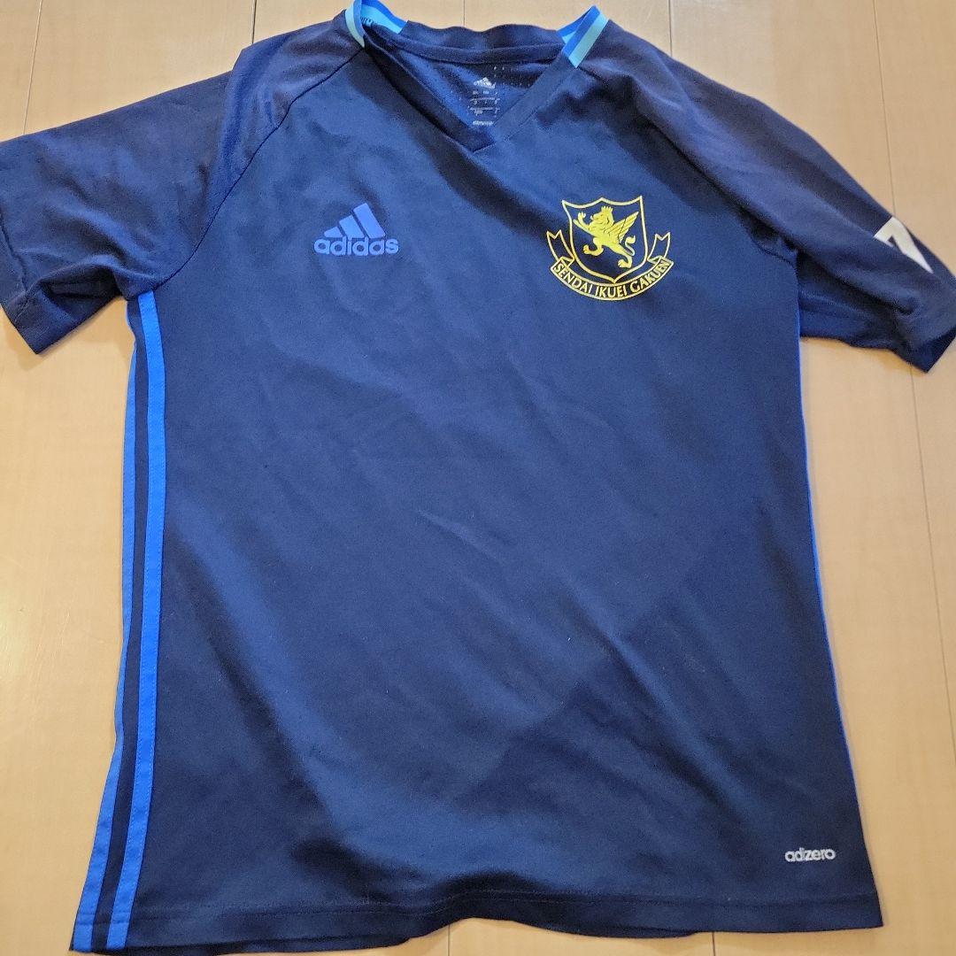 仙台育英高校サッカー部移動着 Lサイズ adidas ポロシャツ ネイビー